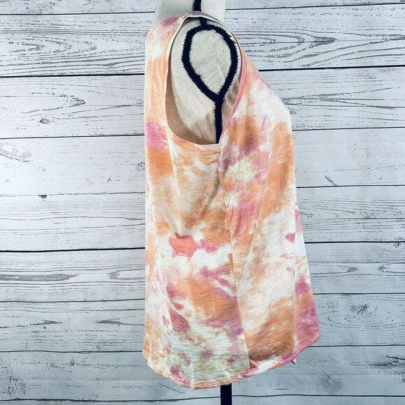 Style & Co Small Tank Top Tie-Dye Stretch Button V-Neck Tie Front Lightweight - Picture 3 of 8